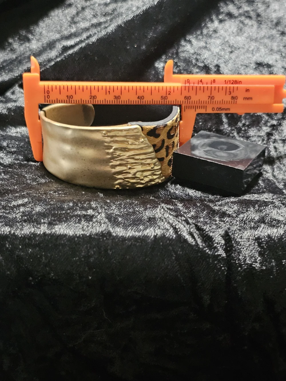 Gold and Leopard Print Cuff Bracelet - Women Accessories